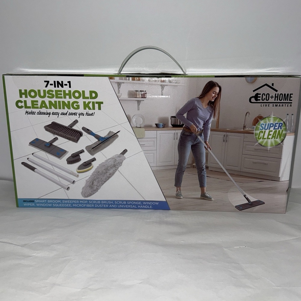 Eco+Home 7-in-1 Household Cleaning Kit Dust Sweep Mop Scrub